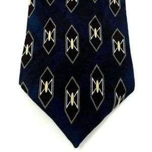 BRANDINI Mens Necktie TIE Navy Blue Burgundy Geome